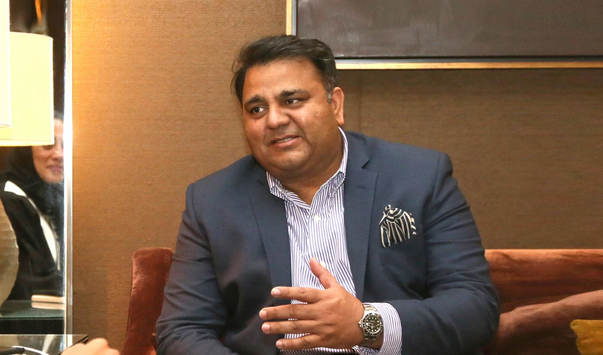 Pakistan Information Minister Fawad Chaudhry during the interview with Arab News. (AN photo by Yazeed Alsamrani)