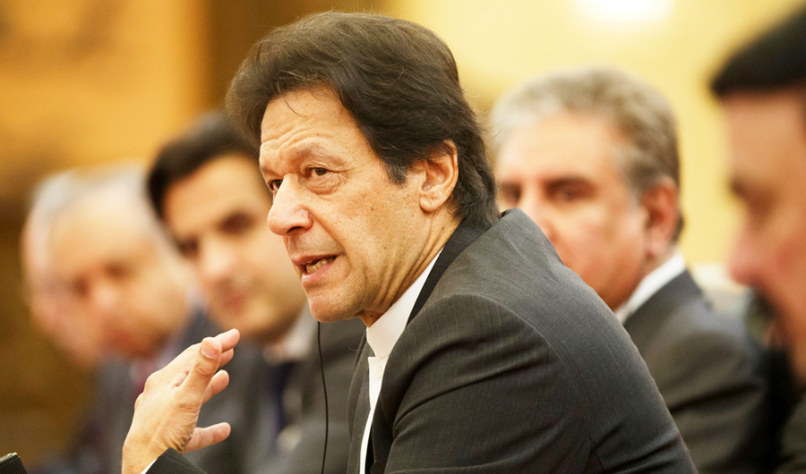 In this file photo, Pakistan's Prime Minister Imran Khan addressing the World Government Summit in Dubai, UAE, on Feb. 10, 2019. (REUTERS)