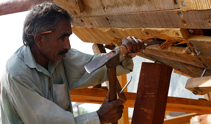 Over thousand people are associated with boat making profession who manufacture boats on the west bay, locally called Paddi Zirr (AN Photo by Hassam Lashkari)