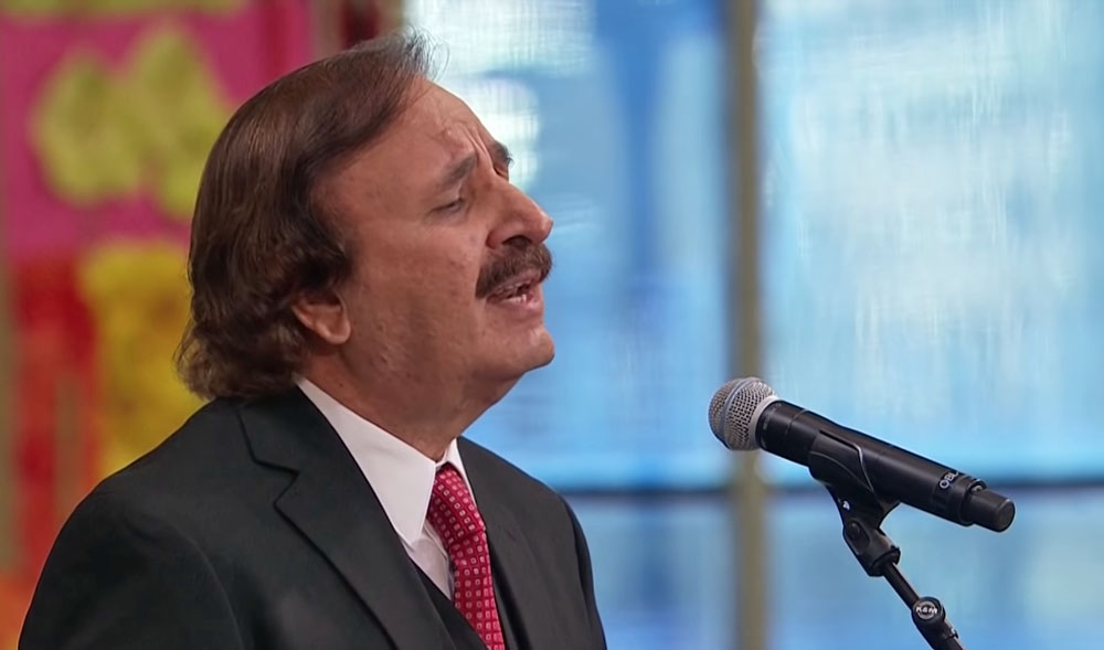 This file photo shows Sardar Ali Takkar dedicating a song to Malala Yousafzai during Nobel Peace Prize ceremony in Oslo, Norway, on Dec.10, 2014. (Photo Courtesy: BBC Pashto/Screengrab)