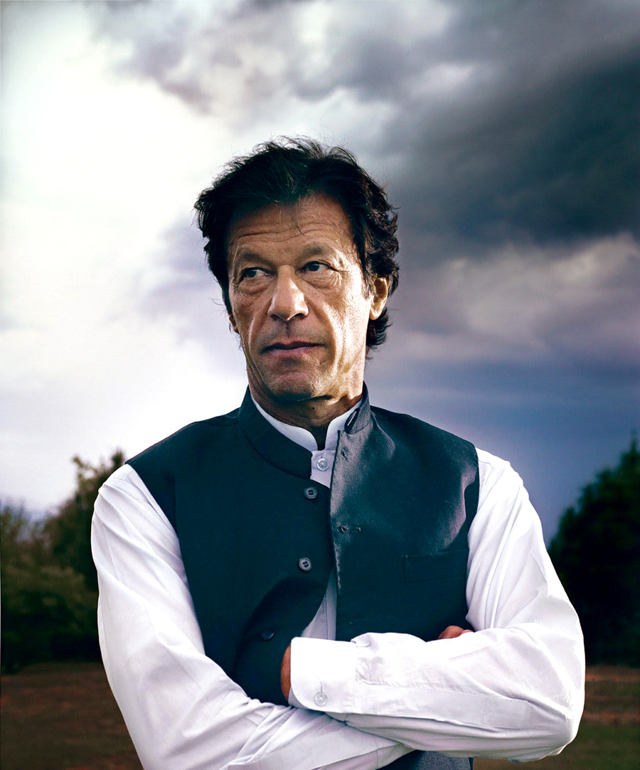 In this undated photo, Pakistani Prime Minister Imran Khan poses for a New York Times photo shoot wearing a traditional shalwar kameez suit with a waistcoat. (New York Times photo)