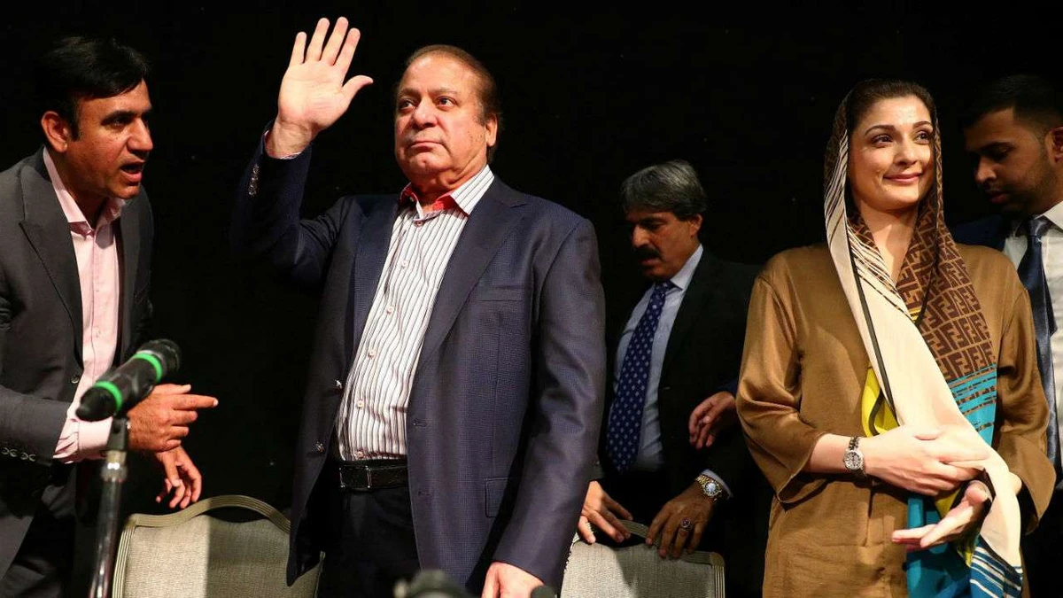 Ousted Prime Minister of Pakistan, Nawaz Sharif, appears with his daughter Maryam, at a news conference at a hotel in London, July 11, 2018. (Reuters/File)