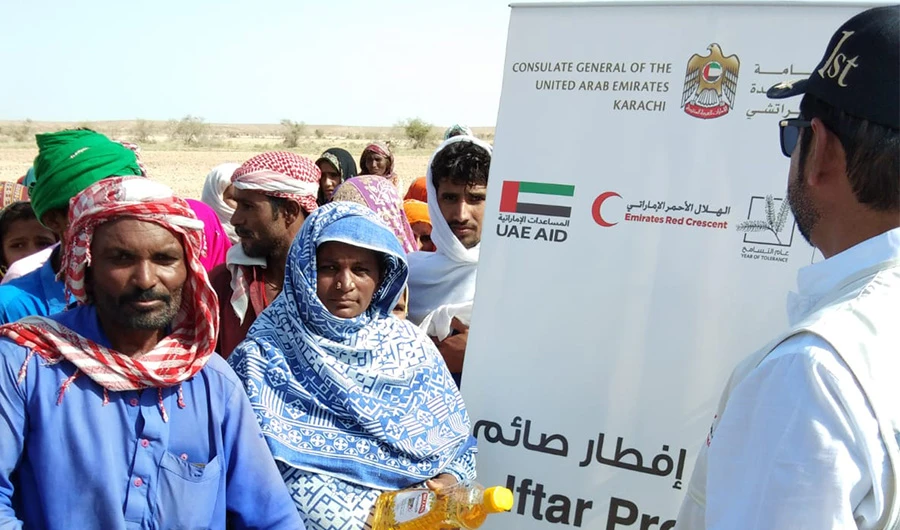 The United Arab Emirates (UAE) embassy in Pakistan distributes food packages for Ramadan, to assist underprivileged families across Pakistan. (UAE Embassy)