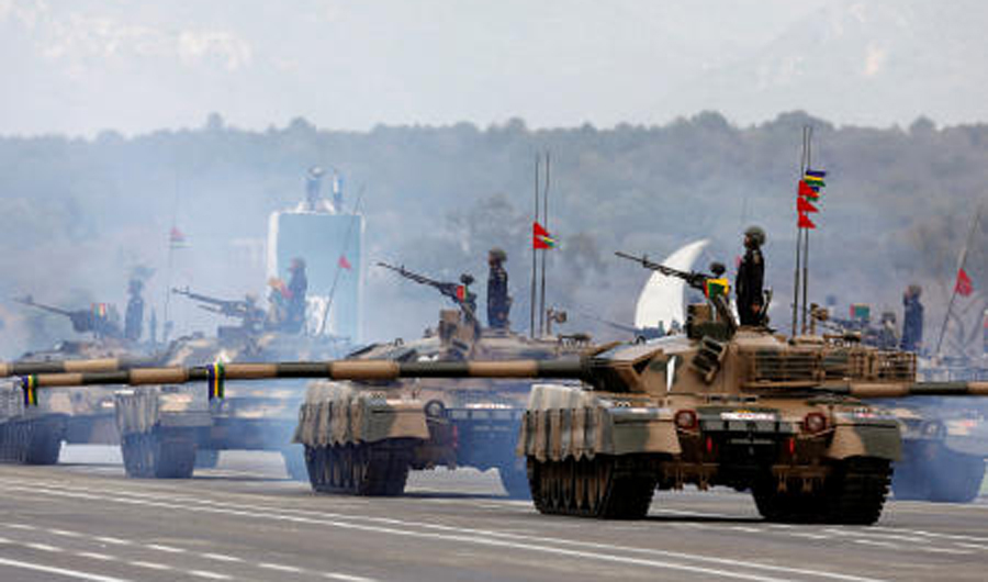 Pakistani Soldiers stand on Al Khalid tanks as they pay salute during Pakistan Day military parade in Islamabad, Pakistan March 23, 2019. (File/Reuters)