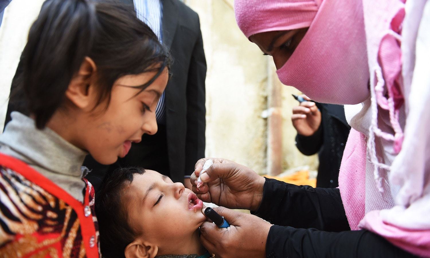 Starting from Monday, thousands of frontline workers will ensure more than 10 million children receive two drops of the polio vaccine in Pakistan. (AFP / File)
