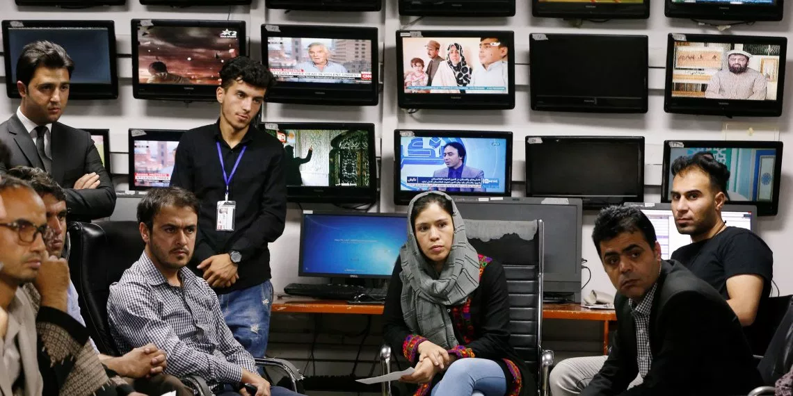 Afghan journalists attend a meeting in the Tolo newsroom, in Kabul, Afghanistan September 7, 2018. (REUTERS)