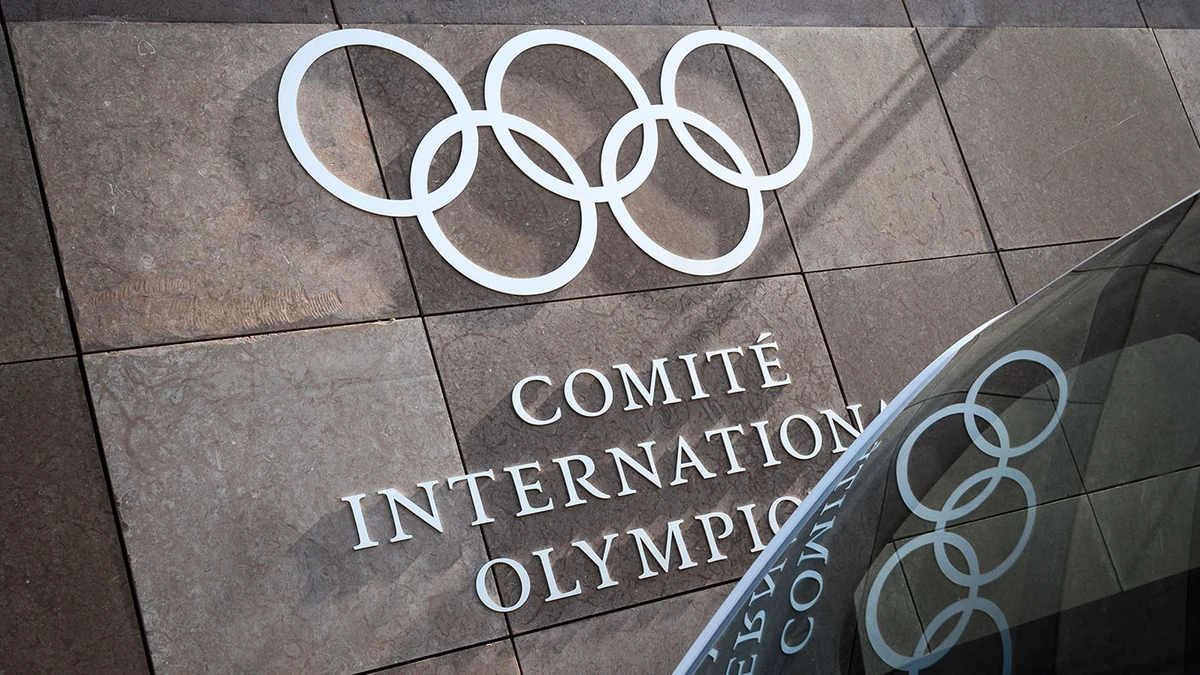 In this file photo, the logo of the International Olympic Committee (IOC) is seen at the sports governing body’s headquarters in Pully near Lausanne on May 22, 2019. (AFP)