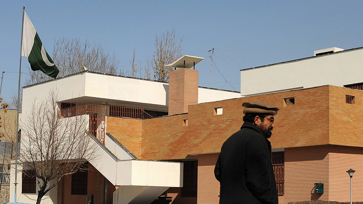 In this file photo, a Pakistani embassy employee stand at the Pakistani embassy in Kabul on Feb. 12, 2008. (AFP)