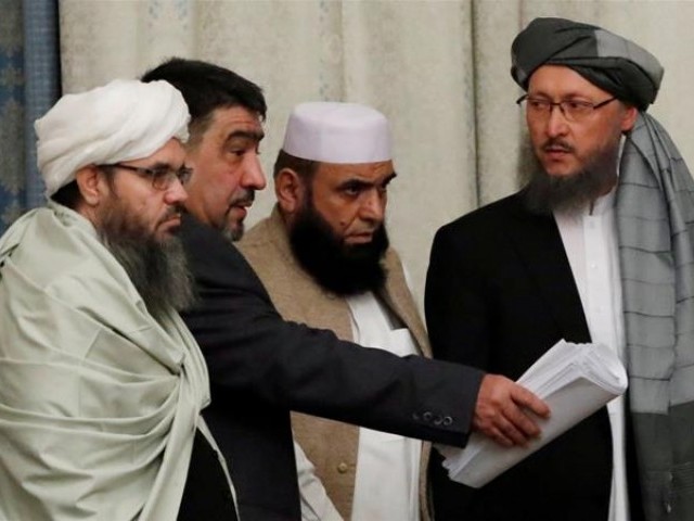 File photo of US-Taliban talks in Qatar. PHOTO: REUTERS