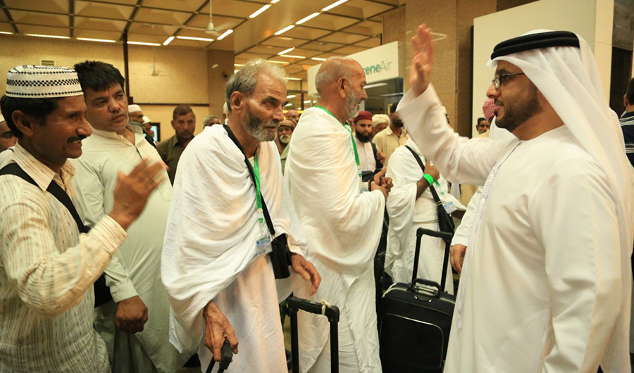 UAE officials were present at the Islamabad airport on Tuesday, Aug 6, to bid special goodbye to Pakistani pilgrims sponsored for Hajj by UAE. (Photo courtesy: UAE Embassy in Islamabad)