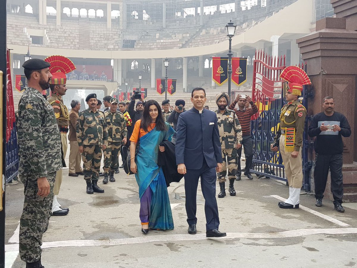 In this file photo, Indian High Commissioner to Pakistan Ajay Bisaria with wife arriving in Pakistan on Dec 12, 2017 - Photo Courtesy: Indian High Commission to Pakistan Twitter account