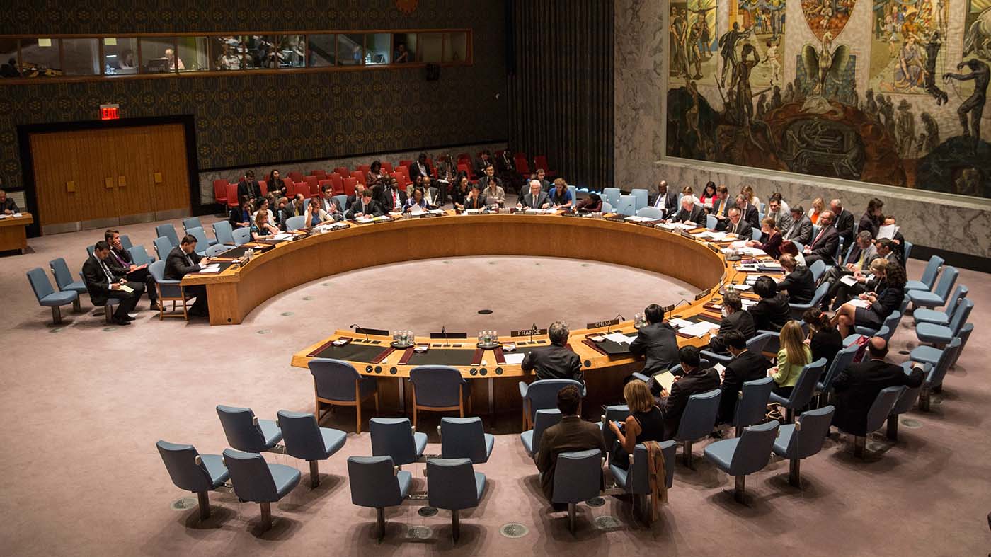 In this file photo, the United Nations Security Council (UNSC), meets about the ongoing Ukrainian-Russian conflict on Aug. 28, 2014 in New York City. (AFP)