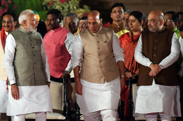 India's Prime Minister Narendra Modi reviews a guard of honour during a ceremony to celebrate country's 73rd Independence Day, which marks the of the end of British colonial rule, at the Red Fort in New Delhi on August 15, 2019. (AFP)