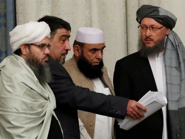 File photo of US-Taliban talks in Qatar. PHOTO: REUTERS