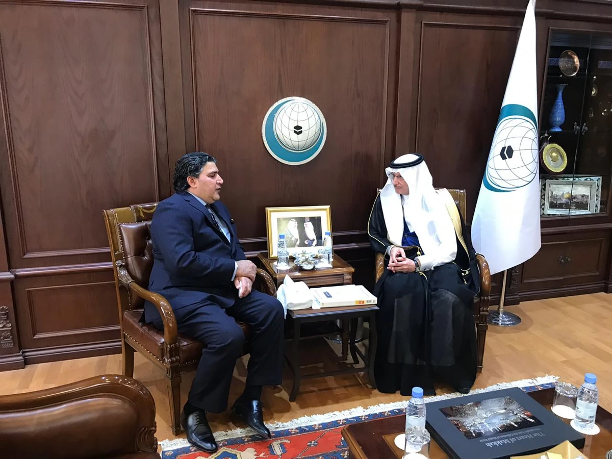 Raja Ali Ejaz, Pakistan’s Permanent Representative to the Organization of Islamic Cooperation, called on the Secretary General of the OIC, Dr. Yousef bin Ahmed Al-Othaimeen, in Jeddah on August 28, 2019 (Photo courtesy OIC) Attachments area
