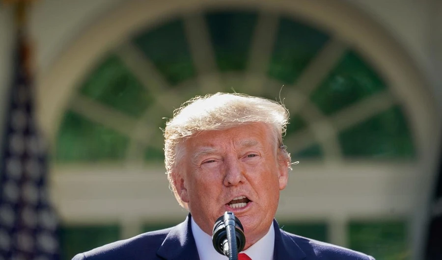 US President Donald Trump speaks during an event to officially launch the United States Space Command in the Rose Garden of the White House in Washington, US, August 29, 2019. (REUTERS)