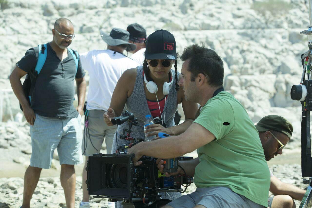 Saudi film director Shahad Ameen on set in Khasab, a small Omani town where her latest film “Scales” was shot. (Photo courtesy National Abu Dhabi)