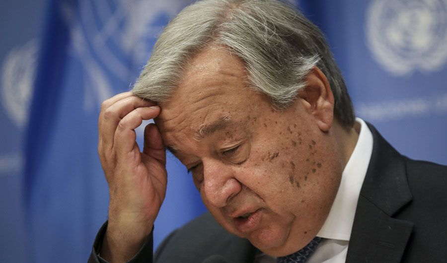 United Nations Secretary-General Antonio Guterres speaks at a news conference at UN headquarters on September 18, 2019 in New York City. (AFP)