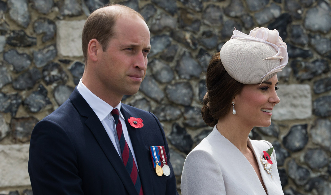Britain's Prince William, Duke of Cambridge, left, and Britain's Princess Kate, the Duchess of Cambridge look on during the commemorations at The Tyne Cot Commonwealth War Graves Cemetery in Zonnebeke on July 31, 2017. (AFP)