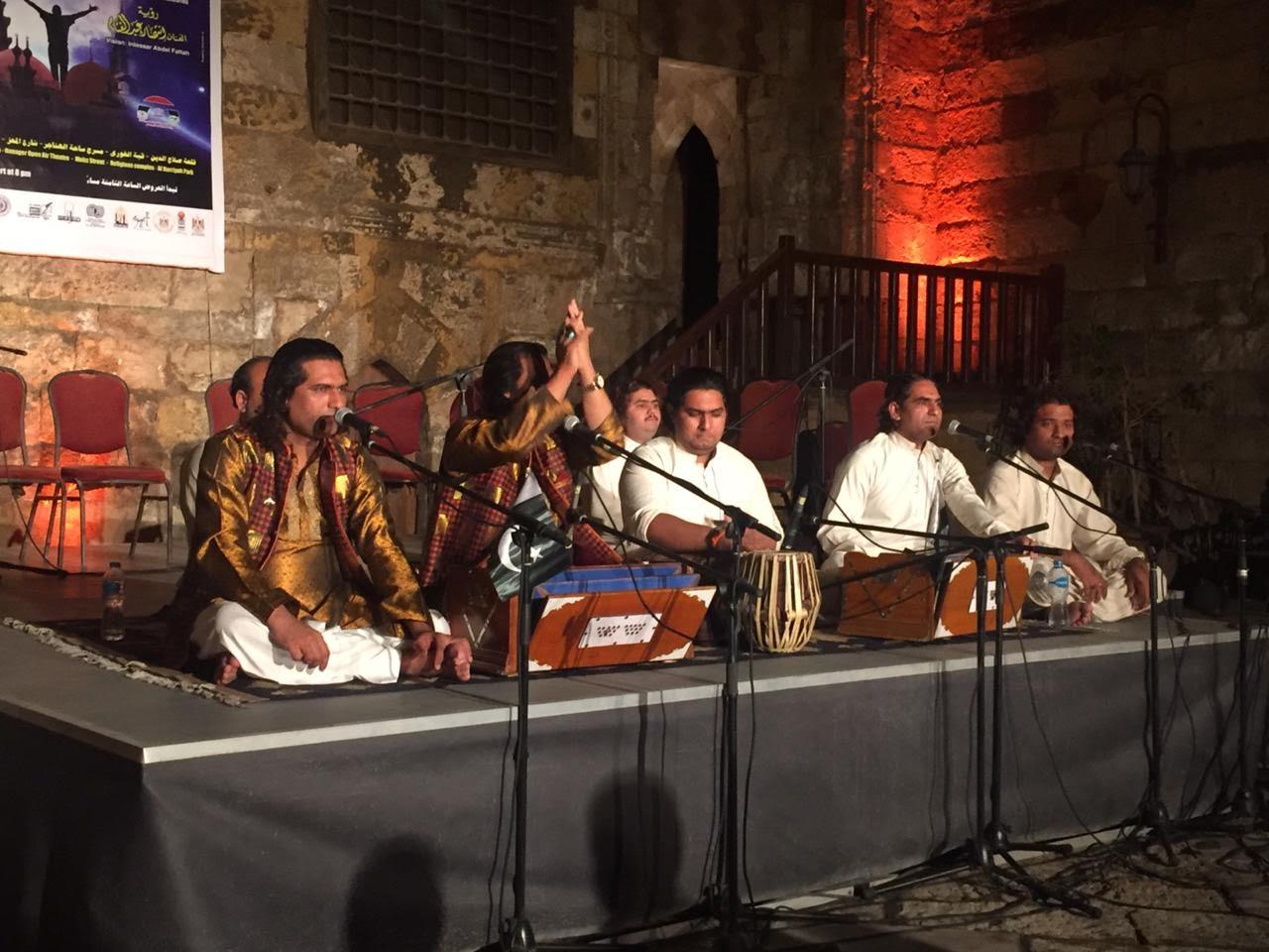 A Pakistani Sufi devotional music band, led by two brothers from Lahore, performed Qawwali for an audience in Cairo at the Samaa International Festival for Religious Choir and Music. Sept. 24, 2019 (AN Photo)