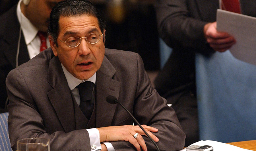 In this picture taken 07 March 2003, Pakistan's Ambassador to the United Nations Munir Akram delivers a speech to the United Nations Security Council in New York. (File/ AFP)