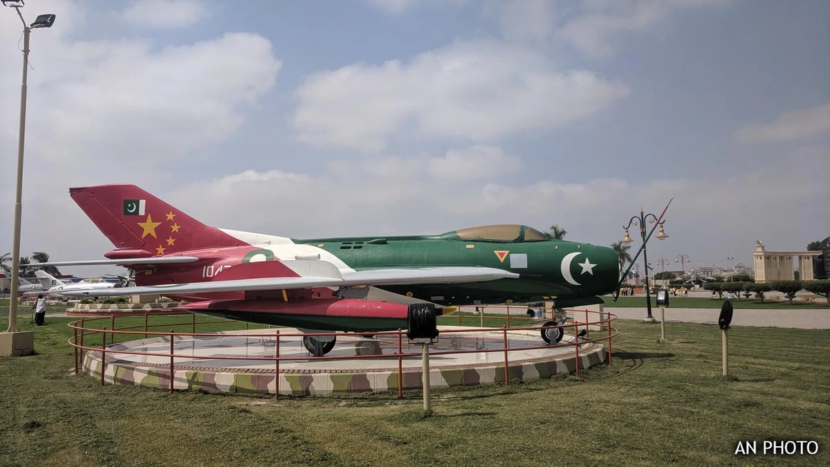 An F-6 (MIG-19) aircraft manufactured by China in 1961 and inducted by Pakistan Air Force in 1966, a year after the 1965 India Pakistan war, is displayed at the Pakistan Airforce Museum in Karachi, Pakistan, on September 4, 2019 (AN Photo)