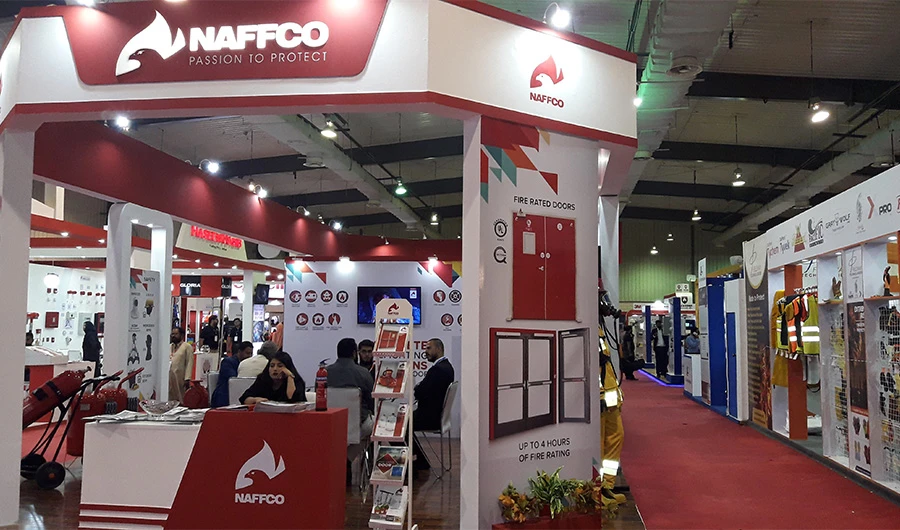 Seen here is a selection of products by NAFFCO, a UAE-based manufacturer and supplier of safety solutions for firefighting equipment. NAFFCO was one of the participants at the Karachi Expo which took place on Tuesday. (photo AN).