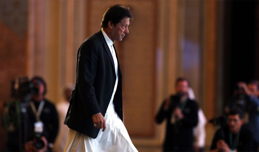 Pakistani Prime Minister Imran Khan prepares to speak at the opening of the Future Investment Initiative conference, in Riyadh, Saudi Arabia, Oct 23, 2018 ( AP/File)