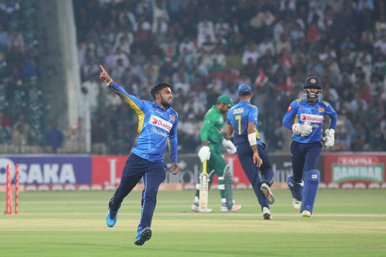 Sri Lanka wins the second Pak v SL T20I by 35 runs in Lahore on October 7, 2019. (Photo Courtesy: PCB Twitter)
