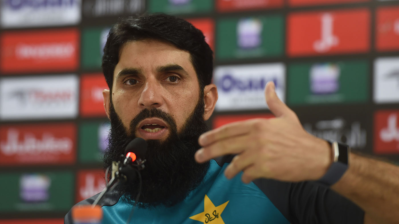 Pakistan's cricket head coach and chief selector, Misbah-ul-Haq gives a press conference in Karachi on Sept. 25, 2019. (AFP/File)