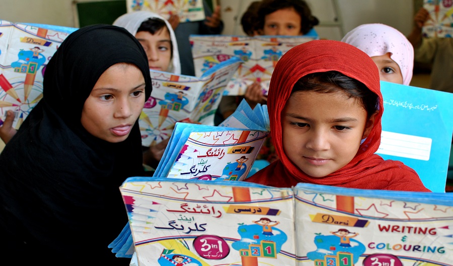 Students from Parha Likha Primary School’s grade two practice their lessons. October 10, 2019 (AN Photo by Saba Rehman)