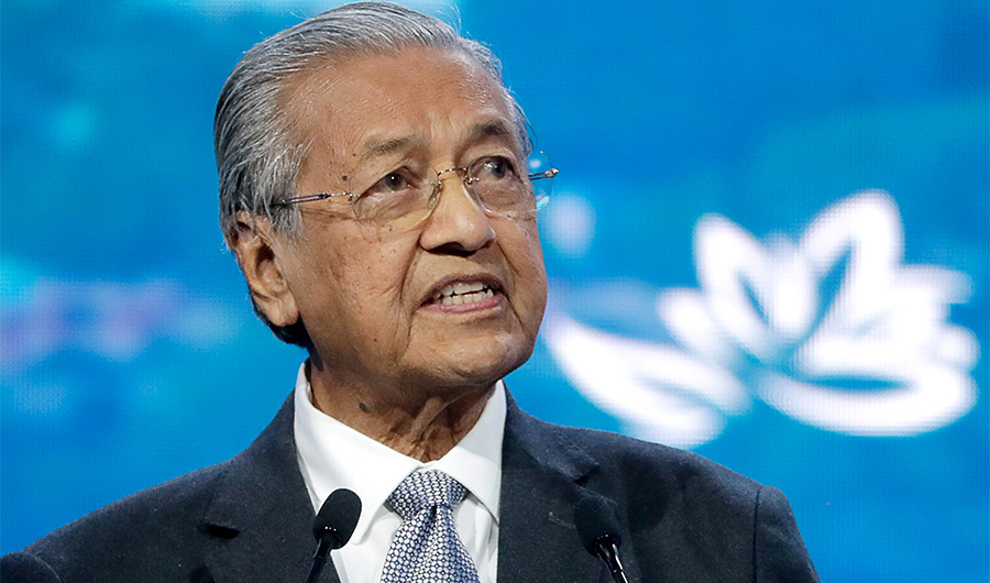 Malaysian Prime Minister Mahathir Mohamad gives a speech as he takes part in a plenary session of Eastern Economic Forum at far-eastern Russian port of Vladivostok on September 5, 2019. (File/ AFP)
