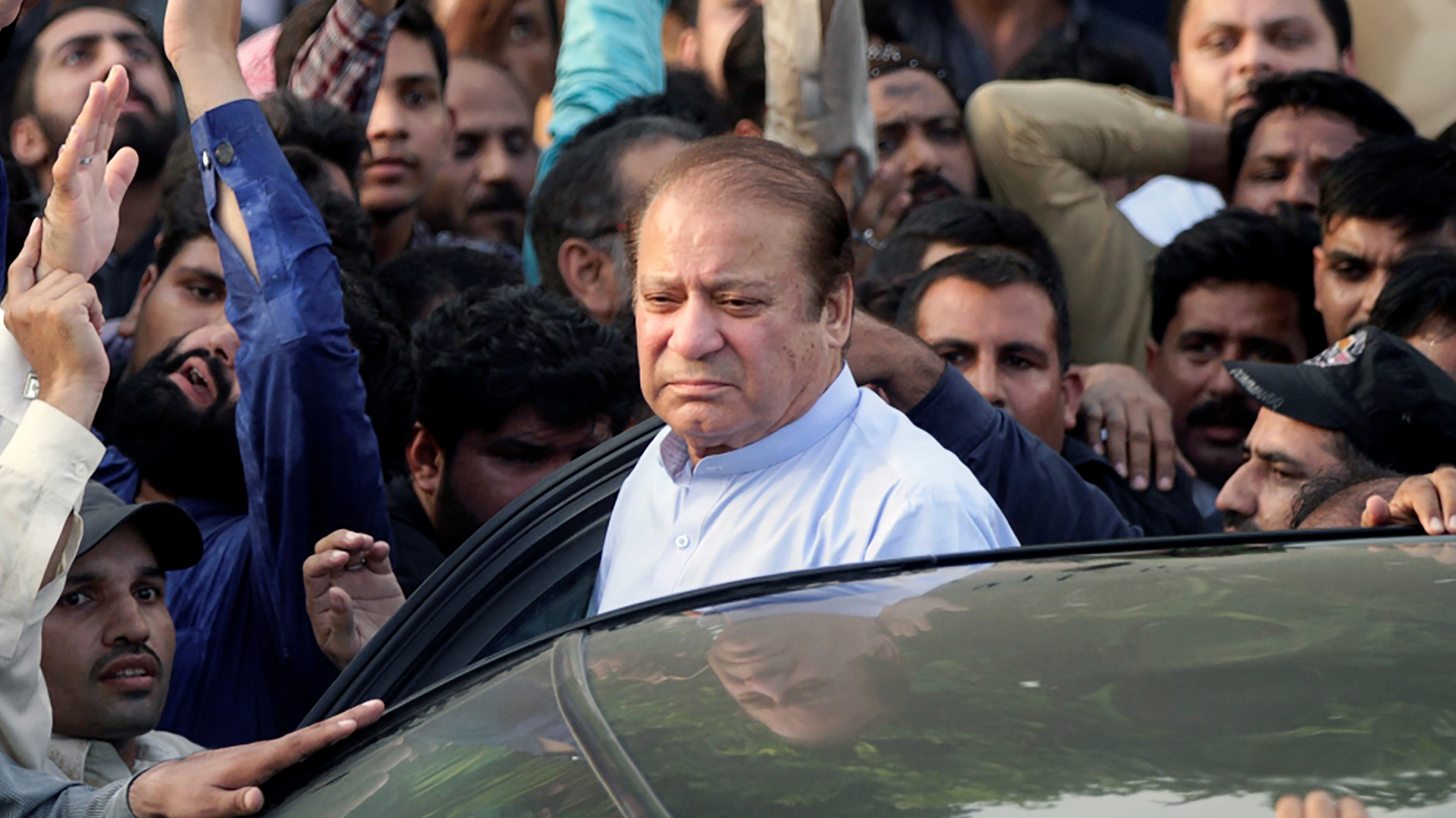 In this file photo, former Prime Minister Nawaz Sharif arrives to attend funeral services for his wife, Kulsoom, in Lahore on Sept. 14, 2018. (REUTERS/File)