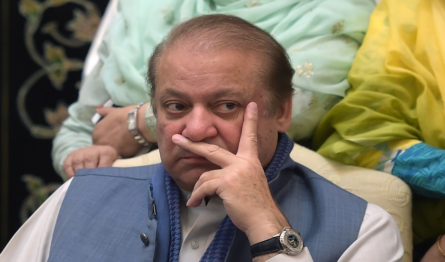 Ousted Pakistani prime minister Nawaz Sharif attends a press conference of his daughter Maryam Nawaz in Islamabad on May 29, 2018. (AFP)
