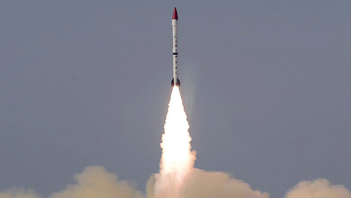 In this handout photograph released by Pakistan's Inter Services Public Relations (ISPR) on January 24, 2017, an Ababeel surface-to-surface ballistic missile launches from an undisclosed location in Pakistan. (Photo courtesy: ISPR/File)