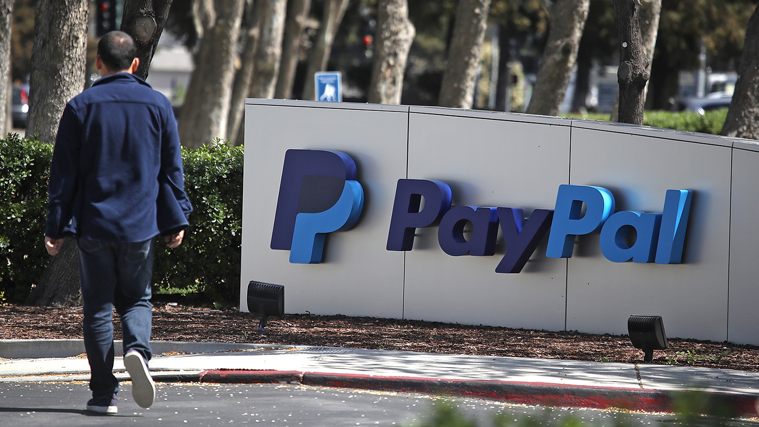 This file photo shows PayPal's logo outside its headquarters in San Jose, California, on April 9, 2018. (AFP)