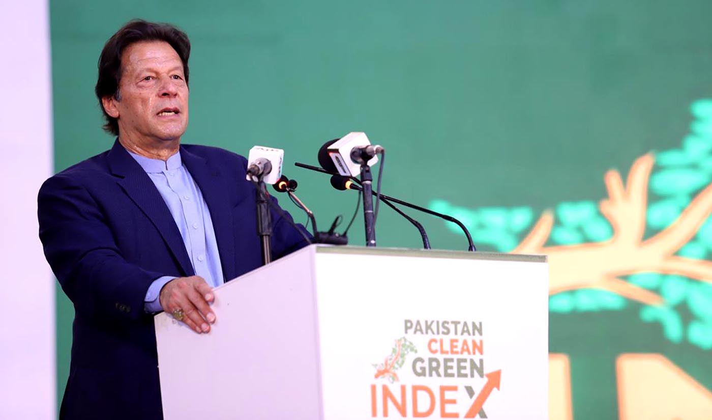 Pakistan's Prime Minister Imran Khan addresses the launch of "Clean Green Pakistan Index" in Islamabad on Nov. 25, 2019. (PID)