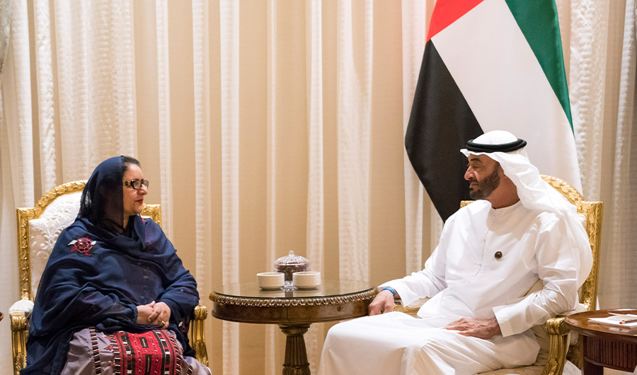 Shaikh Mohamed Bin Zayed, Crown Prince of Abu Dhabi and Deputy Supreme Commander of the UAE Armed Forces in a meeting with Zobaida jalal Kha, Pakistan's Minister for Defence Production on November 25, 2019 in Abu Dhabi. (Photo Courtesy: WAM)