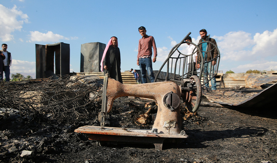 A picture taken on December 2, 2019 shows the remains of a home where several Pakistani farmers were killed in a fire in the town of Shuna in Jordan, some 50 kilometres southwest of the capital Amman. (Photo by AFP)