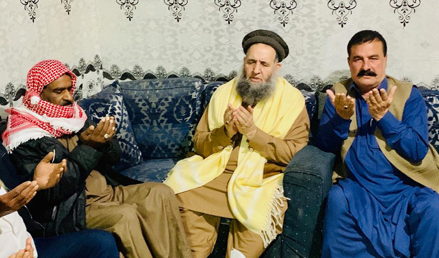 Religious Affairs Minister Noor-ul-Haq Qadri is in Karameh, Jordan, on Dec. 12, 2019, meeting with relatives of 13 Pakistani nationals who died in a fire at their makeshift housing on Dec. 2. (Photo courtesy: Ministry of Religious Affairs)