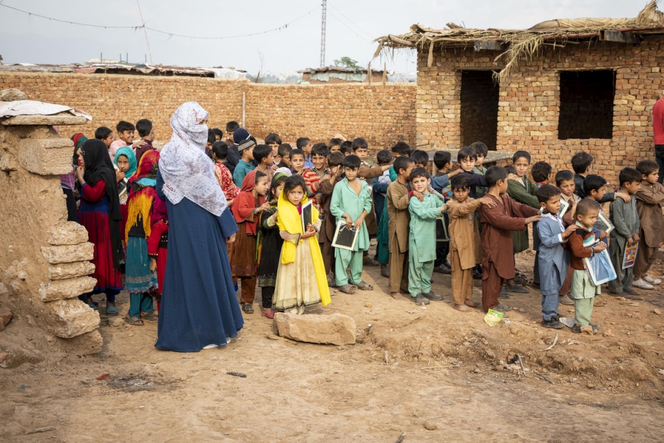 In this undated file photo, Afghan refugee children at a makeshift school in Sector I-12 settlement, Islamabad, Pakistan. (Photo courtesy: UNHCR)