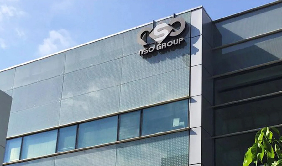 The logo of the Israeli NSO Group on a building where they had offices in Herzliya, Israel, August 25, 2016. Approximately 1400 senior government and military officials in twenty countries including Pakistan have been affected by a special type of malware named “Pegasus” allegedly developed by NSO.(AP/File photo)