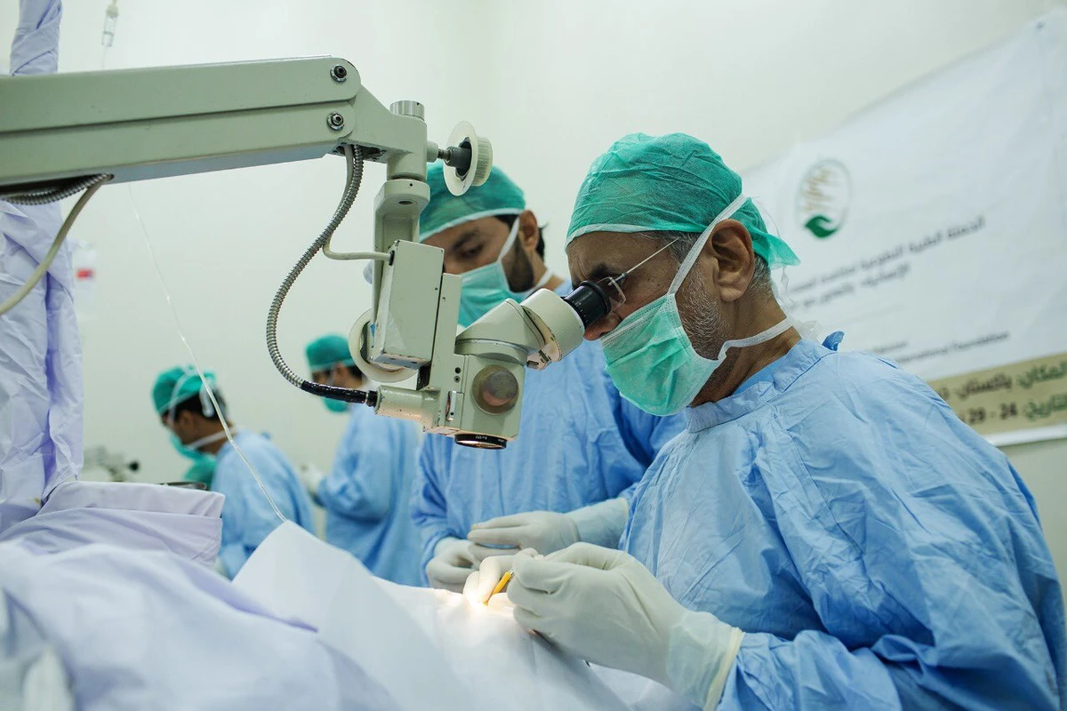 The KSRelief concluded a five-day campaign to treat blindness in Khairpur, Sindh. (Photo Courtesy of KS Relief Twitter Account)