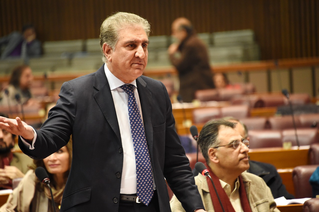 Pakistan’s Minister for Foreign Affairs Shah Mahmood Qureshi speaking at the National Assembly on 7th January, 2020. (Photo Courtesy: Foreign Office of Pakistan)