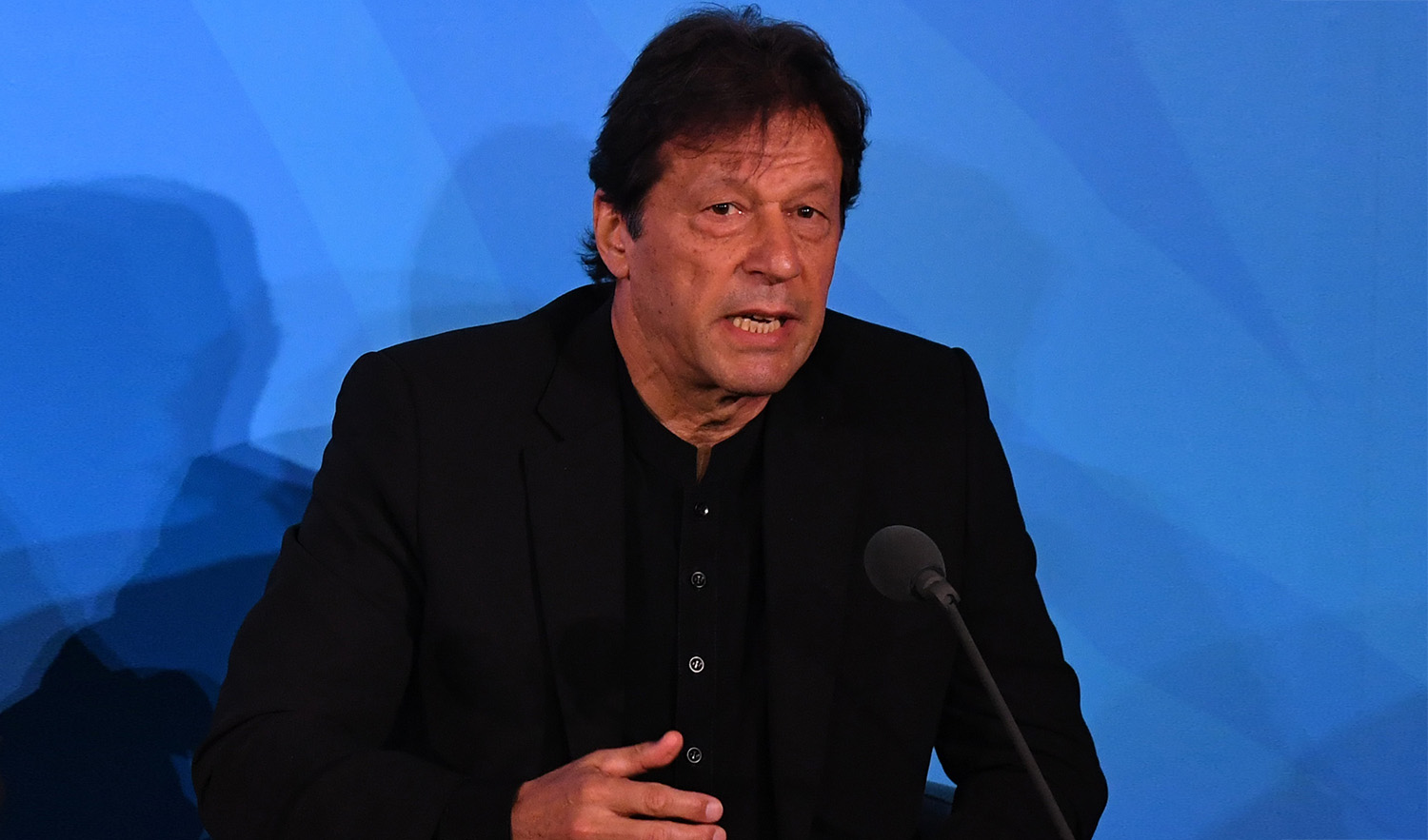 In this file photo, Prime Minister of Pakistan Imran Khan speaks during the Climate Action Summit 2019 in the United Nations General Assembly Hall September 23, 2019. (AFP)