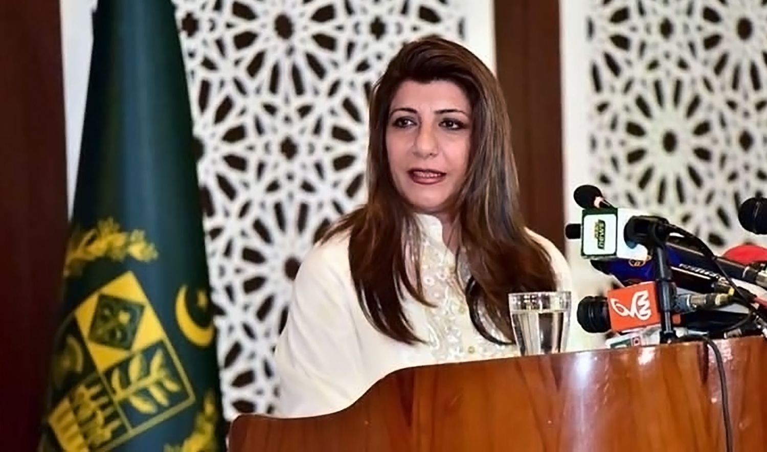This undated file photo shows Pakistan's foreign ministry spokeswoman Aisha Farooqui speaking during a press briefing. (Supplied)