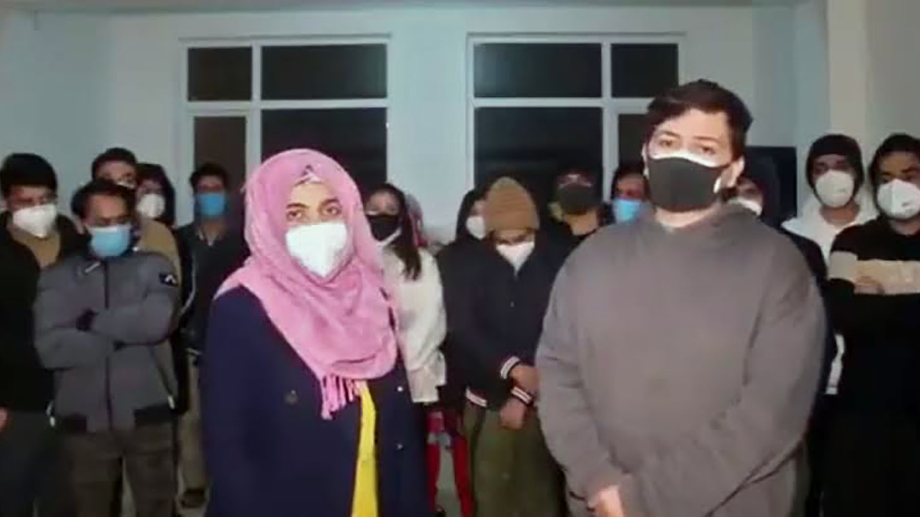 This screen grab taken from a viral video shows Pakistani students in Wuhan appealing the government of Pakistan to rescue them amid the outbreak of coronavirus in China. (Photo courtesy: social media)
