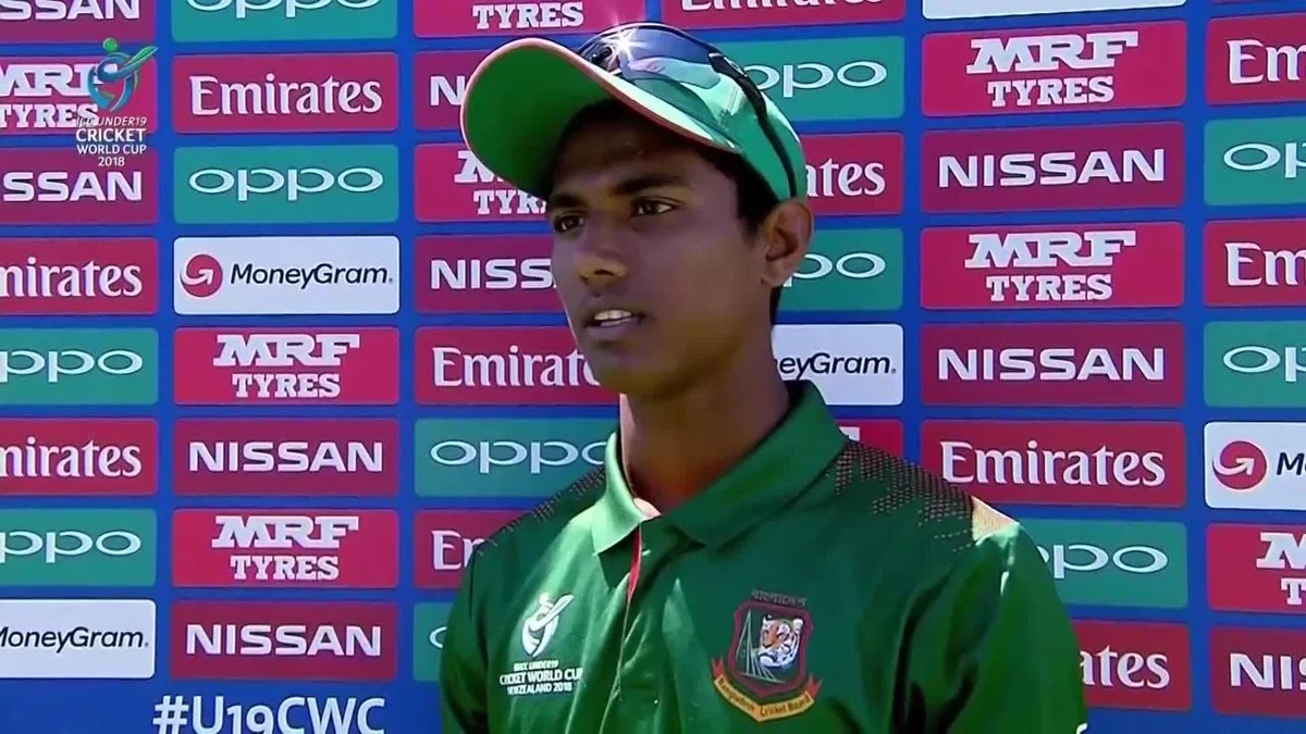This undated file photo shows Bangladeshi cricketer Hasan Mahmud speaking during a post match presentation. (Photo courtesy: ICC)