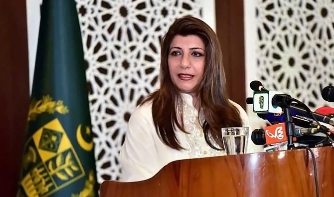 This undated file photo shows Pakistan's foreign ministry spokeswoman Aisha Farooqui speaking during a press briefing. (Supplied)