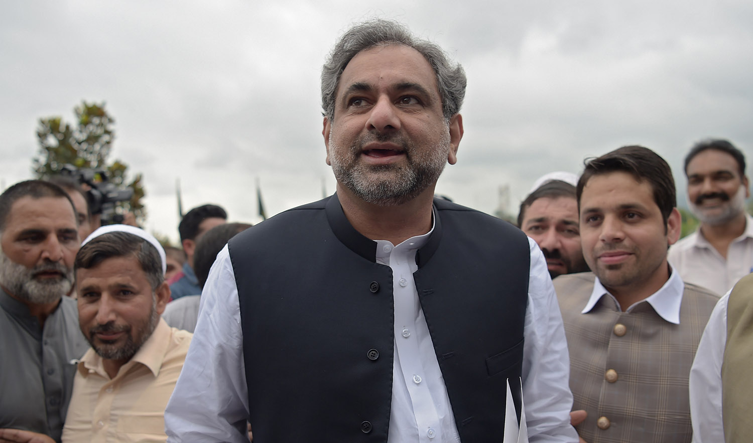 In this file photo, Pakistan's former prime minister Shahid Khaqan Abbasi arrives at the Parliament House in Islamabad on Aug.1, 2017. (AFP)